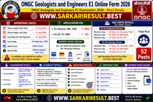ONGC Geologists and Engineers E1 Online Form 2026