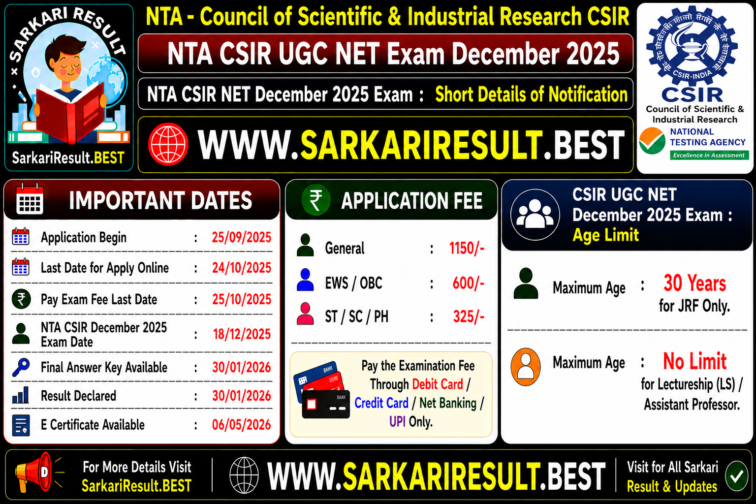 NTA CSIR UGC NET Exam December 2025
