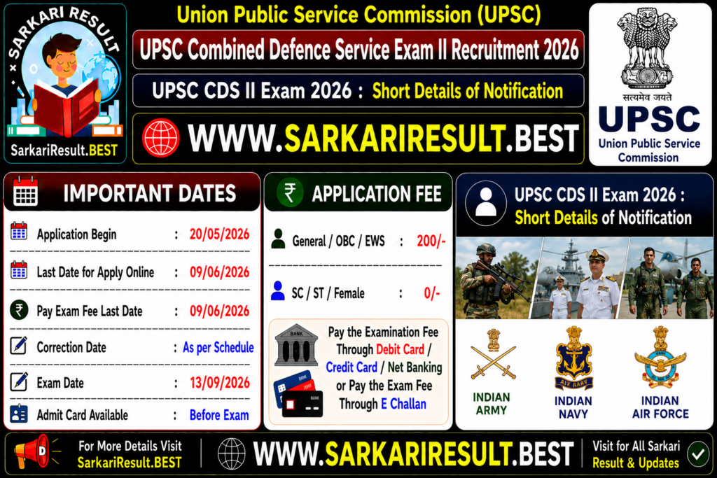 UPSC CDS II Online Form 2026