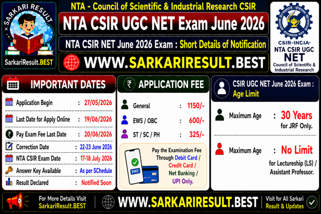 NTA CSIR UGC NET Exam June 2026